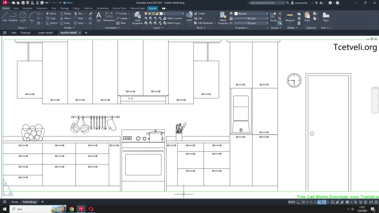 Mutfak dolabı dwg, Kitchen Cabinet cad blocks