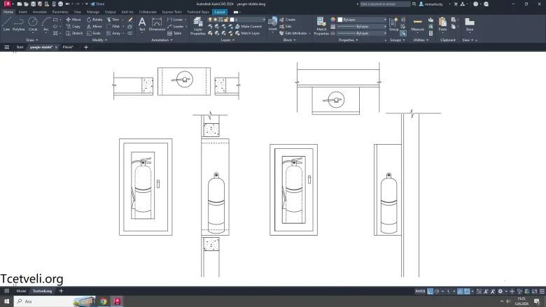 yangın dolabı dwg, Fire Cabinet cad blocks, autocad